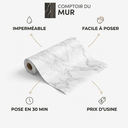 Panneau Mural Adhésif Effet Marbre — Imperméable, Pose Facile